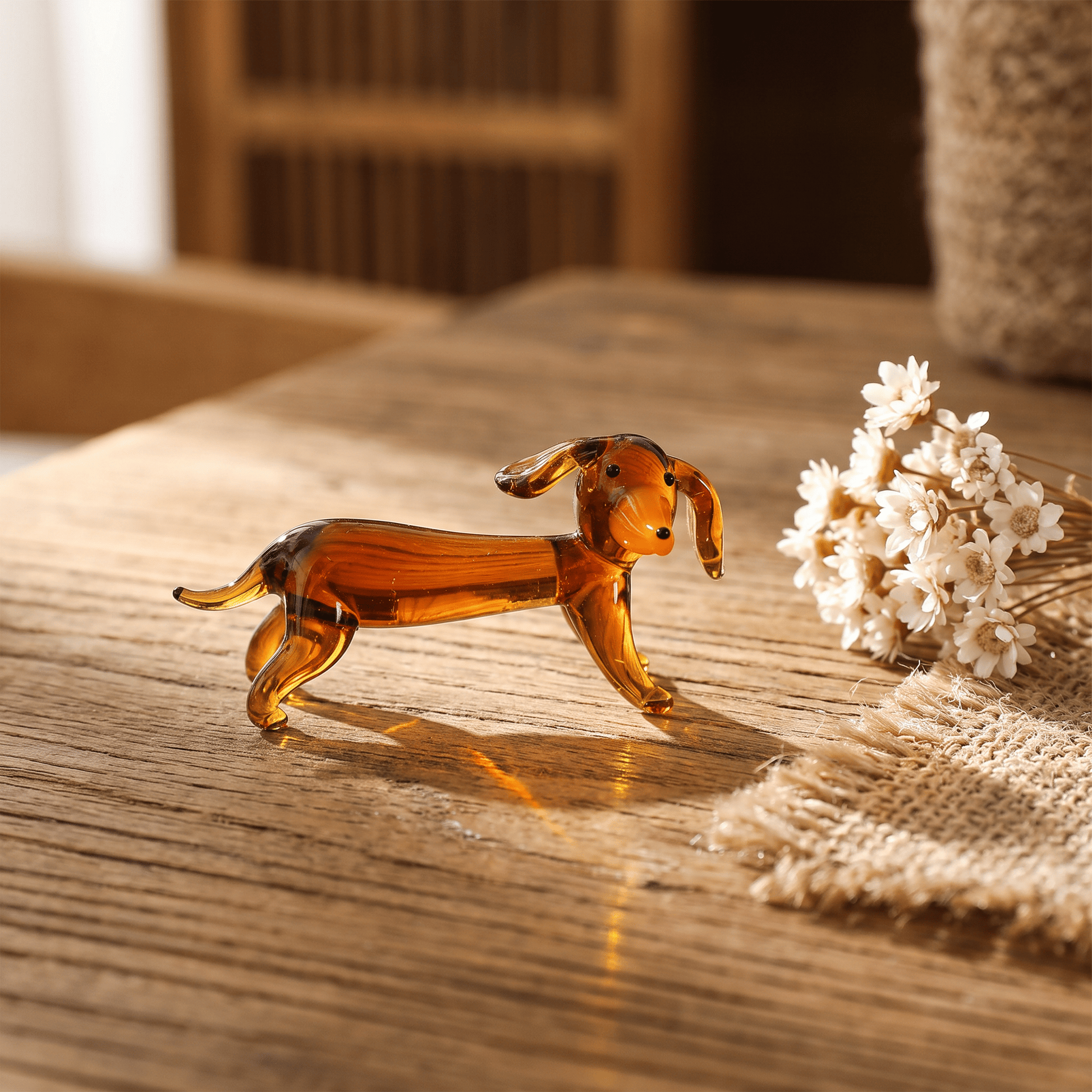 Coffee Dachshund Pups Sculpture - Funny Handmade Glass Dog Figurines Collection - Style #7 - image 11