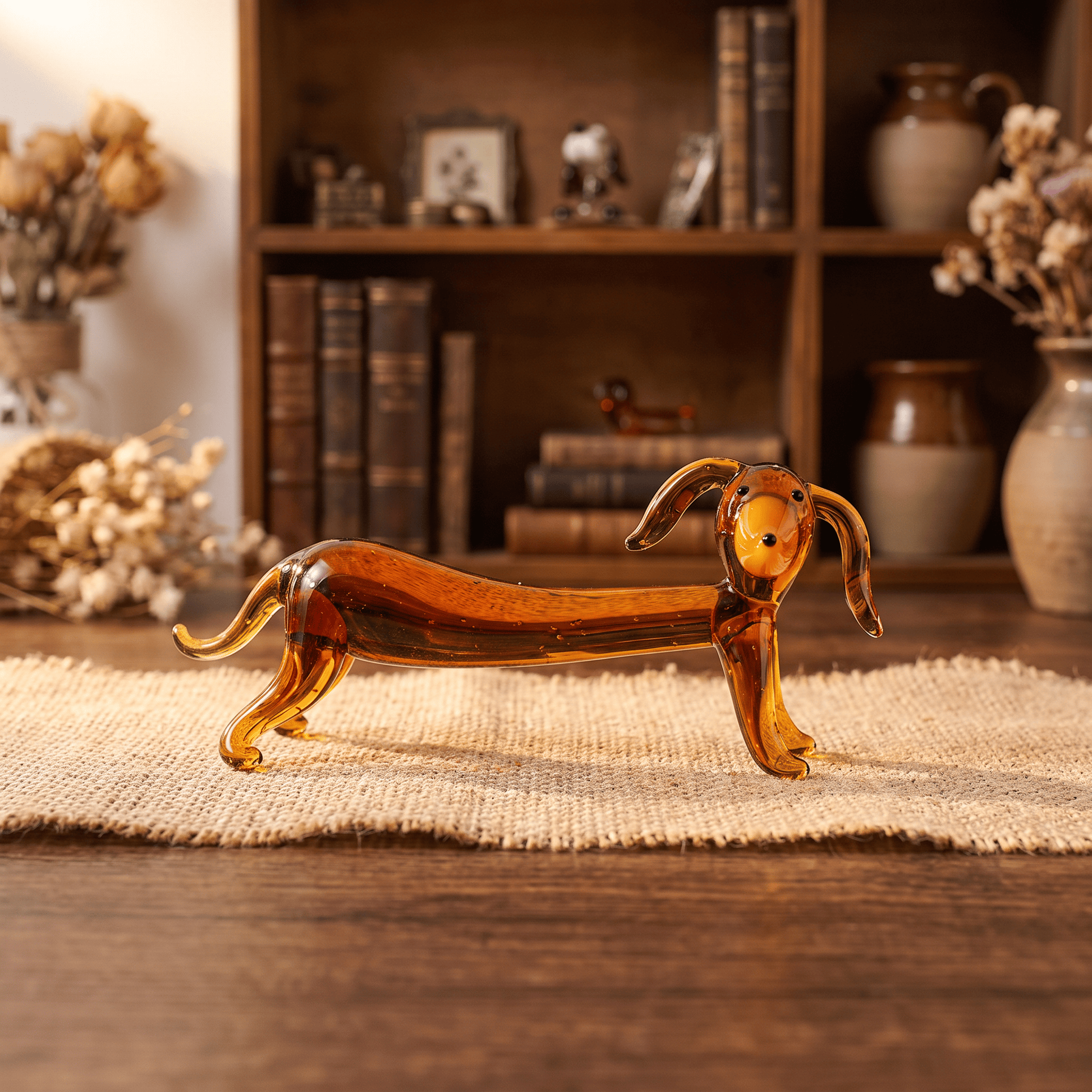 Coffee Dachshund Pups Sculpture - Funny Handmade Glass Dog Figurines Collection - Style #6 - image 10