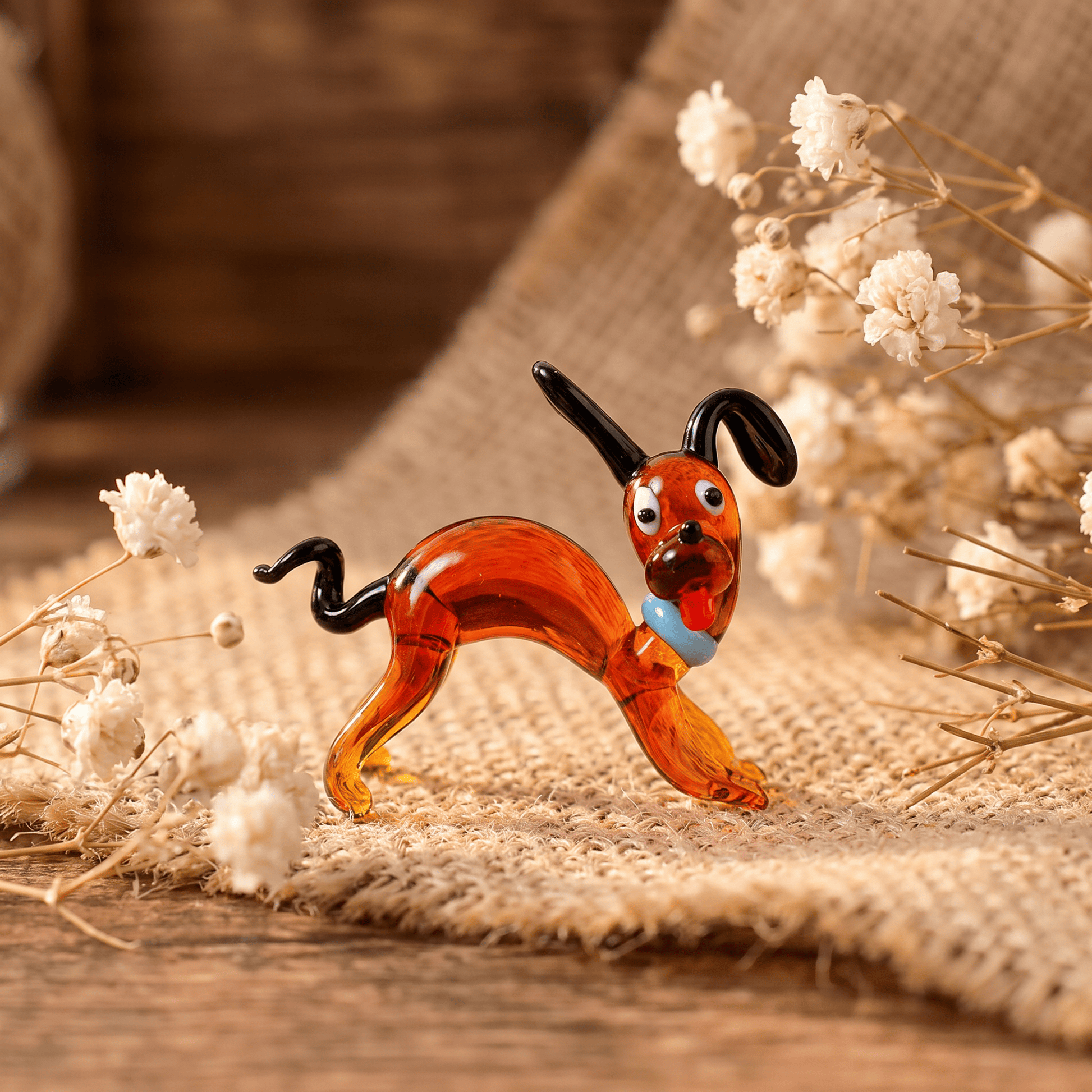 Coffee Dachshund Pups Sculpture - Funny Handmade Glass Dog Figurines Collection - Style #1 - image 0