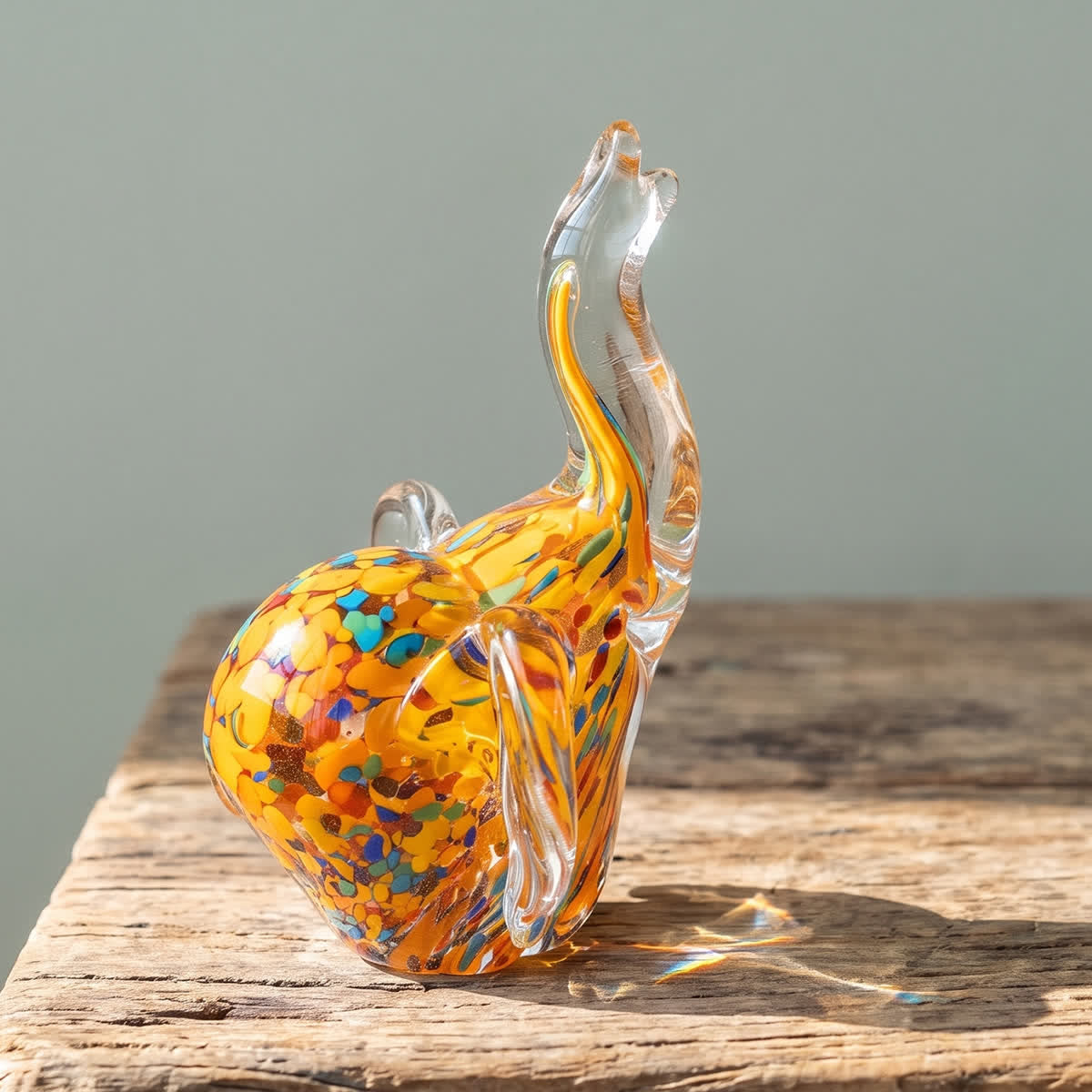 Lucky Trunk Up Glass Elephant Figurine - Handblown Colorful Elephant Sculpture - image 2