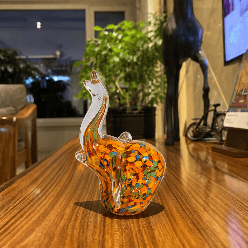 Lucky Trunk Up Glass Elephant Figurine - Handblown Colorful Elephant Sculpture - image 3