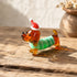 Mini Long Dachshund Dog In Cozy Sweaters Collection - Hand Blown Glass Wiener Dog Statue - Green Striped - image 8