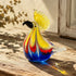 Golden-Crested Cockatoo Collection - Handblown Rainbow Swirl Glass Parrot Sculpture - Red & Blue - image 2