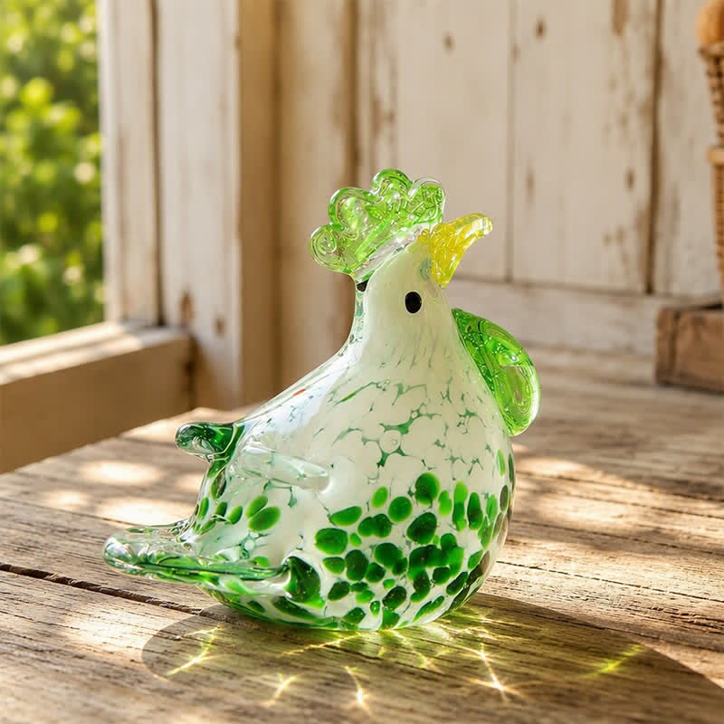 The Chubby Hen Collection - Large Handblown Glass Rooster Sculptures - Sunrise Swirl Hen - image 0