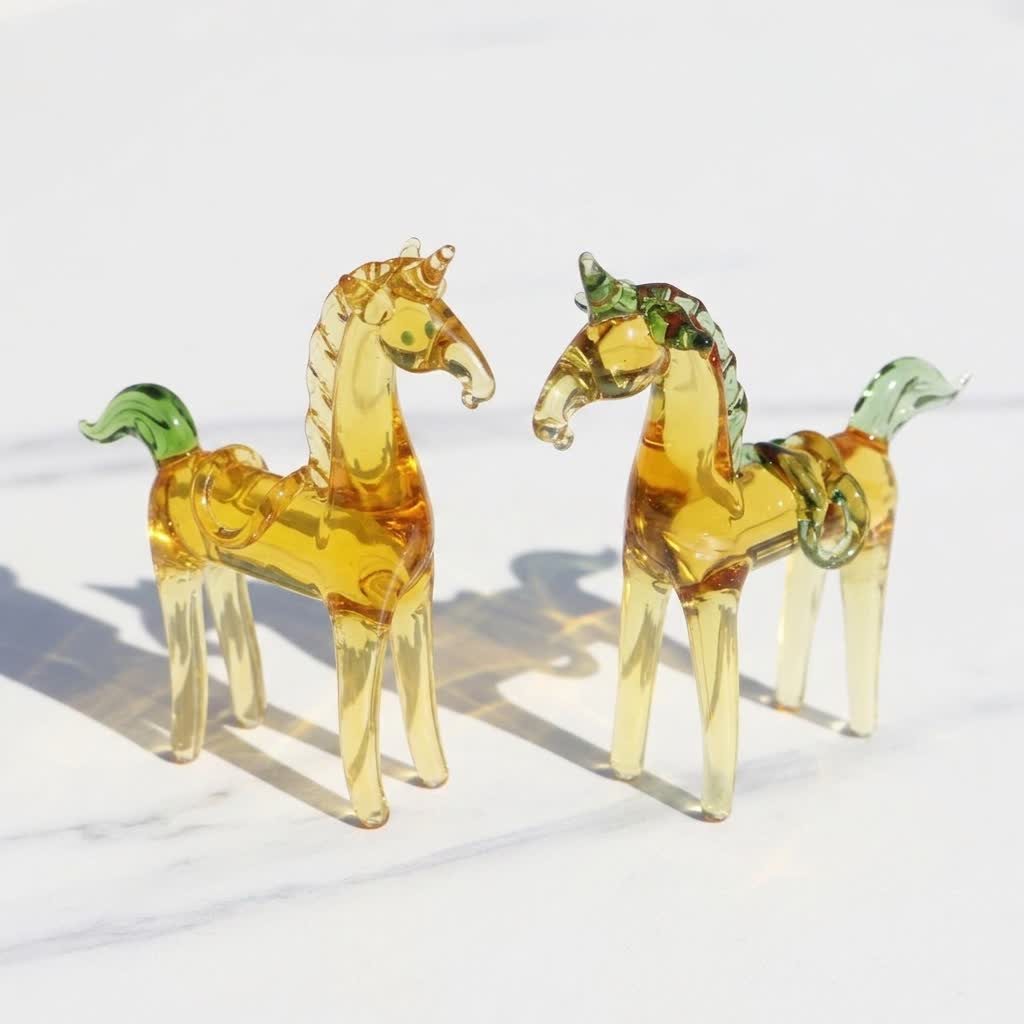 The Galloping Luck Sunshine Ponies Statue - Handblown Glass Horse Figurine Collection - image 2
