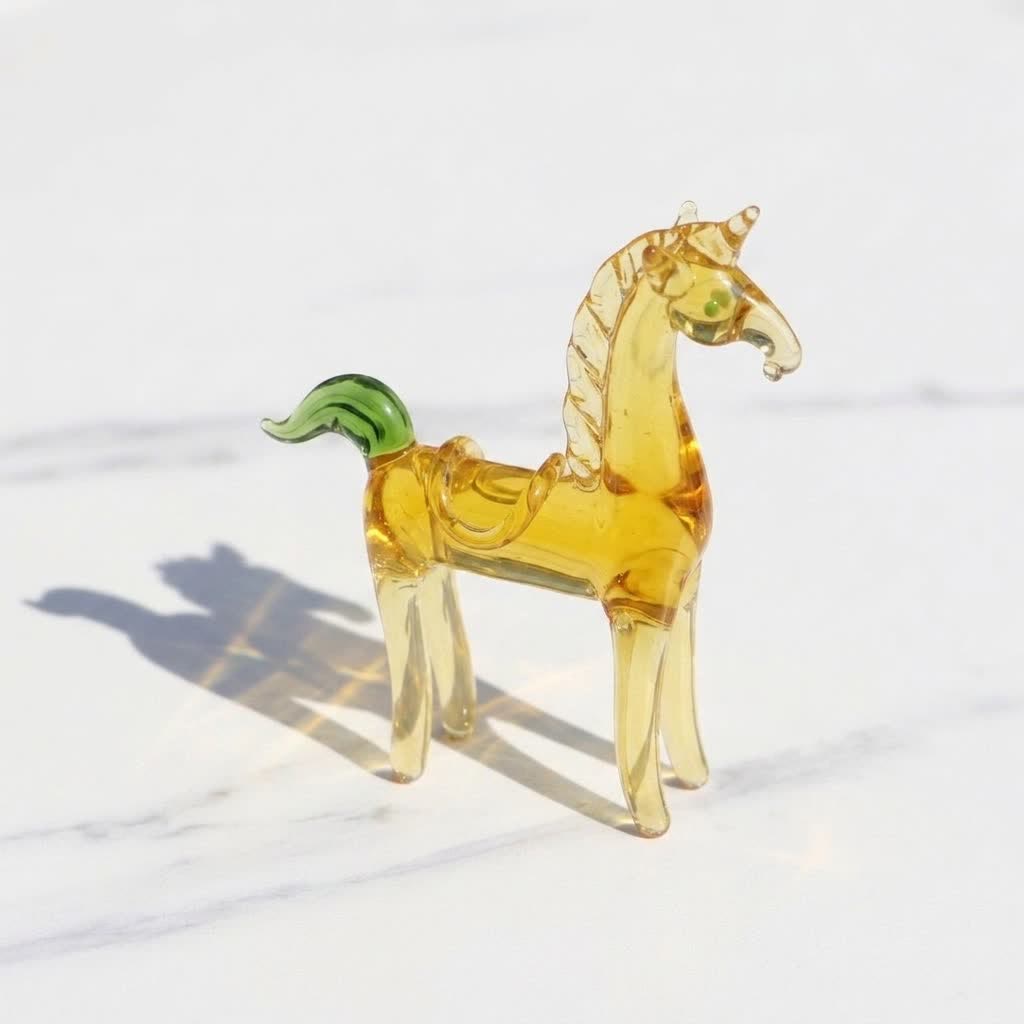 The Galloping Luck Sunshine Ponies Statue - Handblown Glass Horse Figurine Collection - Yellow - image 5