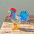 Happy Cluckers Good Fortune Rooster Statue - Handblown Mini Glass Sculpture Collection - Blue - image 1