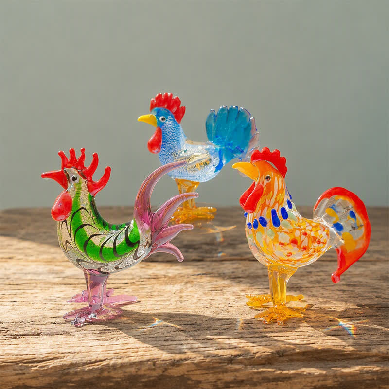 Happy Cluckers Good Fortune Rooster Statue - Handblown Mini Glass Sculpture Collection - image 4