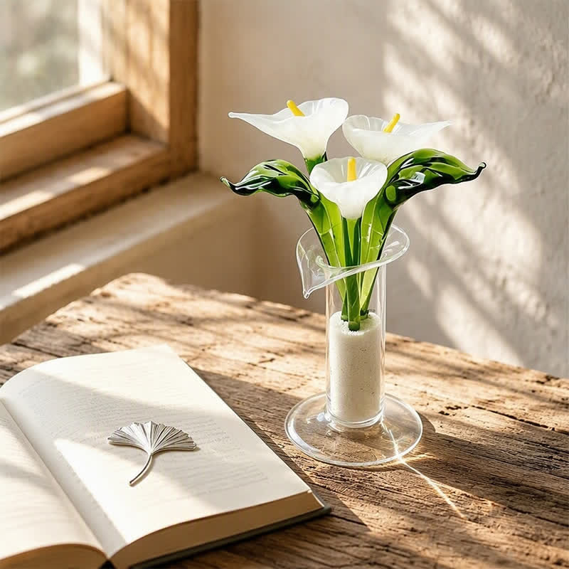 DIY Everlasting Calla Lilies Decor With Vase - Handblown Glass Bouquet That Never Wilts - Style #1 - image 0