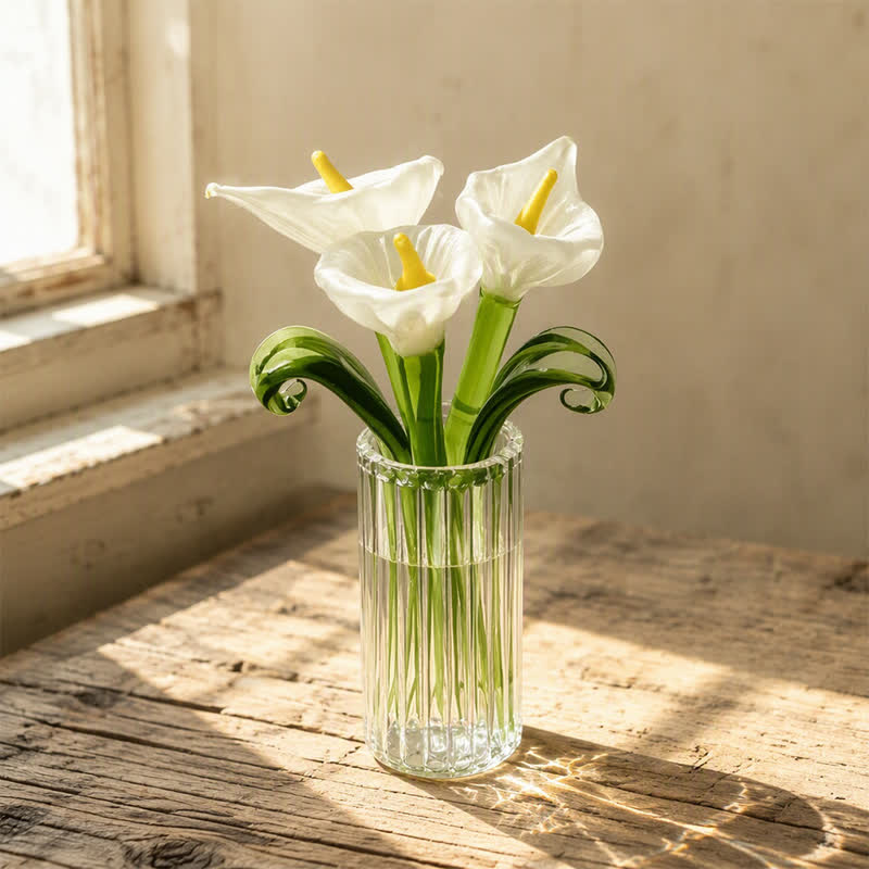 DIY Everlasting Calla Lilies Decor With Vase - Handblown Glass Bouquet That Never Wilts - Style #2 - image 1