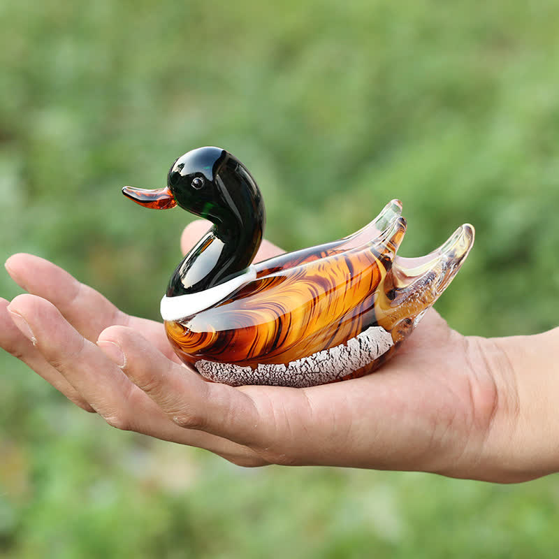 Wildfowl Mallard Duck Art Glass Sculpture - Handblown Glass Animal Art Ornament - image 3