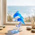 Love & Harmony Twin Souls Glass Sculpture - Hand-Blown Blue Dolphin Couple Figurine - image 4