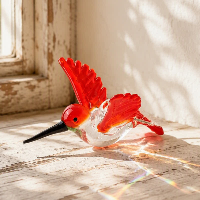 The Garden Messengers Hummingbird Sculpture - Hand-blown Glass Hanging Humming Bird Figurine - image 9