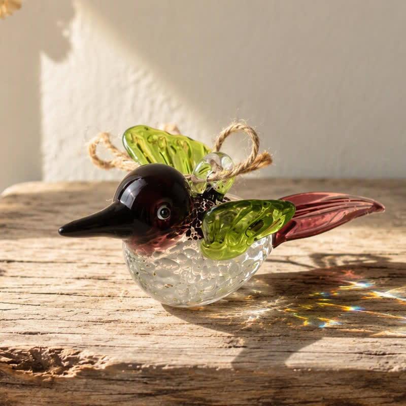 The Garden Messengers Hummingbird Sculpture - Hand-blown Glass Hanging Humming Bird Figurine - image 1