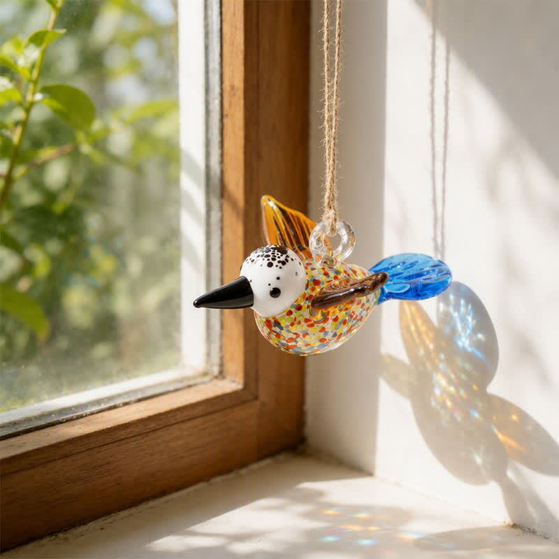 The Garden Messengers Hummingbird Sculpture - Hand-blown Glass Hanging Humming Bird Figurine - Colored - image 4