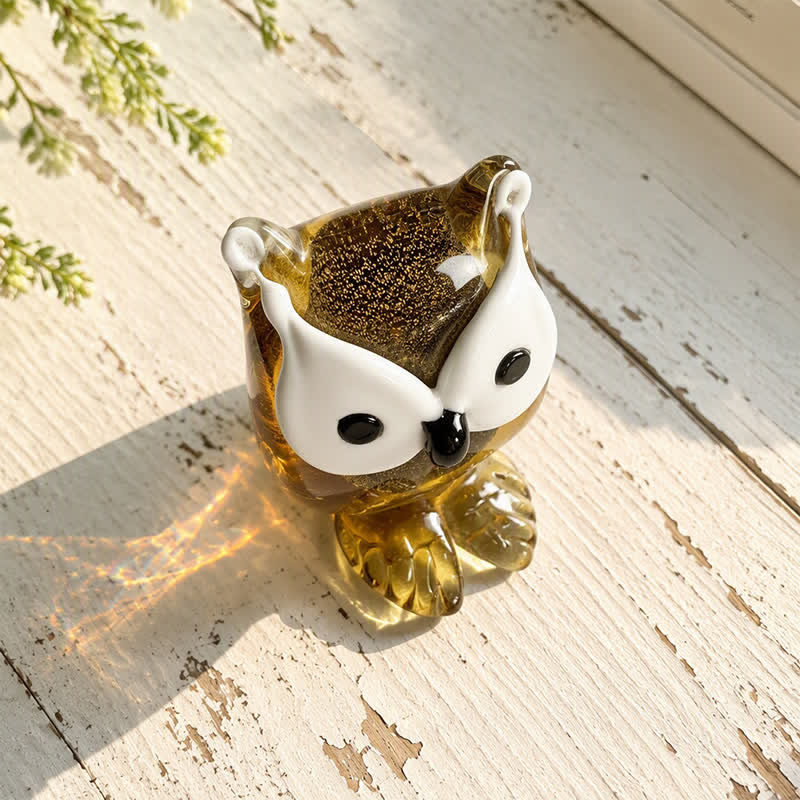 The Wise Watcher Cute Owl Sculpture - Handblown Art Glass Animal Figurine - image 2