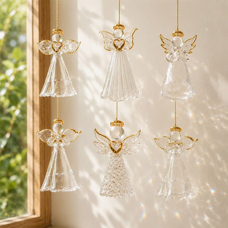 6Pcs Angel Hanging Ornaments Set - Handmade Art Glass Hanging Decor - Angel-6Pcs - image 0
