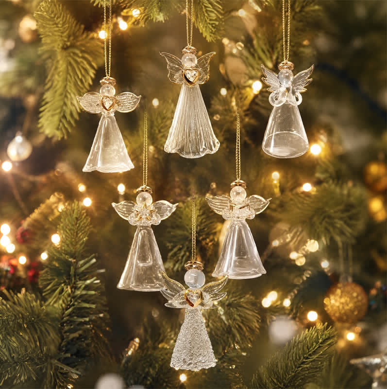 6Pcs Angel Hanging Ornaments Set - Handmade Art Glass Hanging Decor - image 2