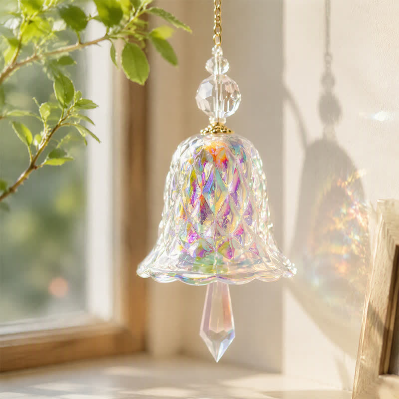 Crystal Bell Suncatcher Window Hanging - Glass Bell With Prism Drop For Light & Blessings - Colorful - image 3
