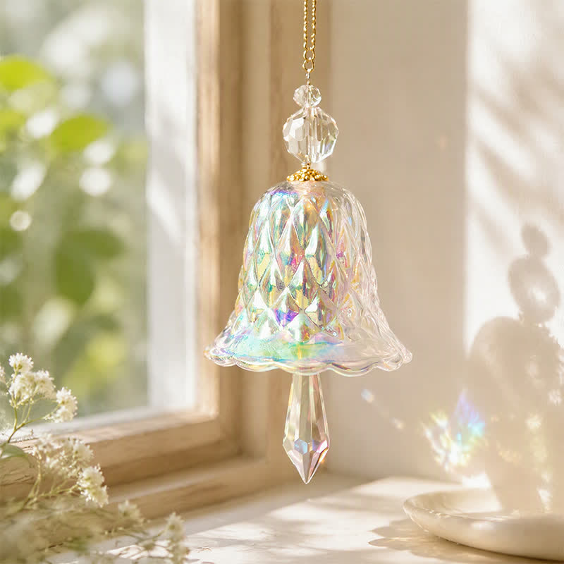 Crystal Bell Suncatcher Window Hanging - Glass Bell With Prism Drop For Light & Blessings - image 2