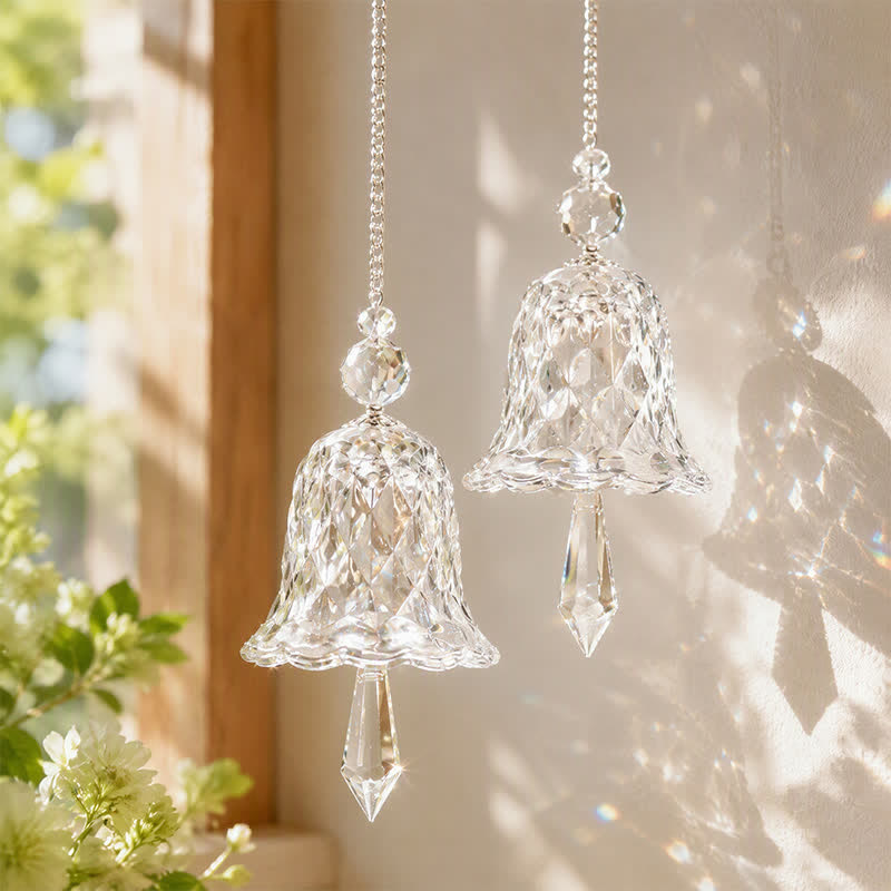 Crystal Bell Suncatcher Window Hanging - Glass Bell With Prism Drop For Light & Blessings - image 0