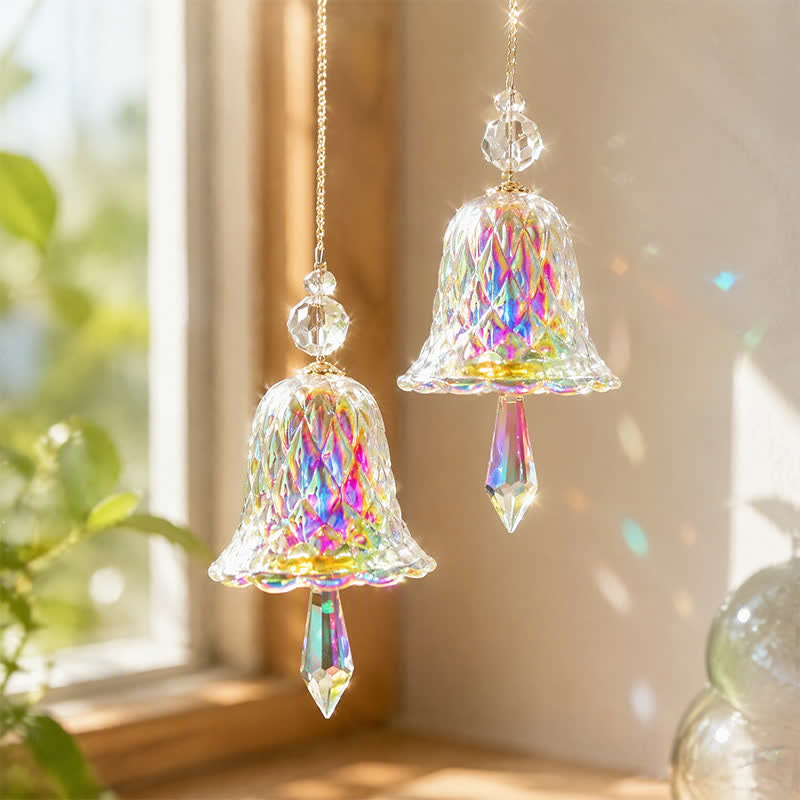 Crystal Bell Suncatcher Window Hanging - Glass Bell With Prism Drop For Light & Blessings - image 4