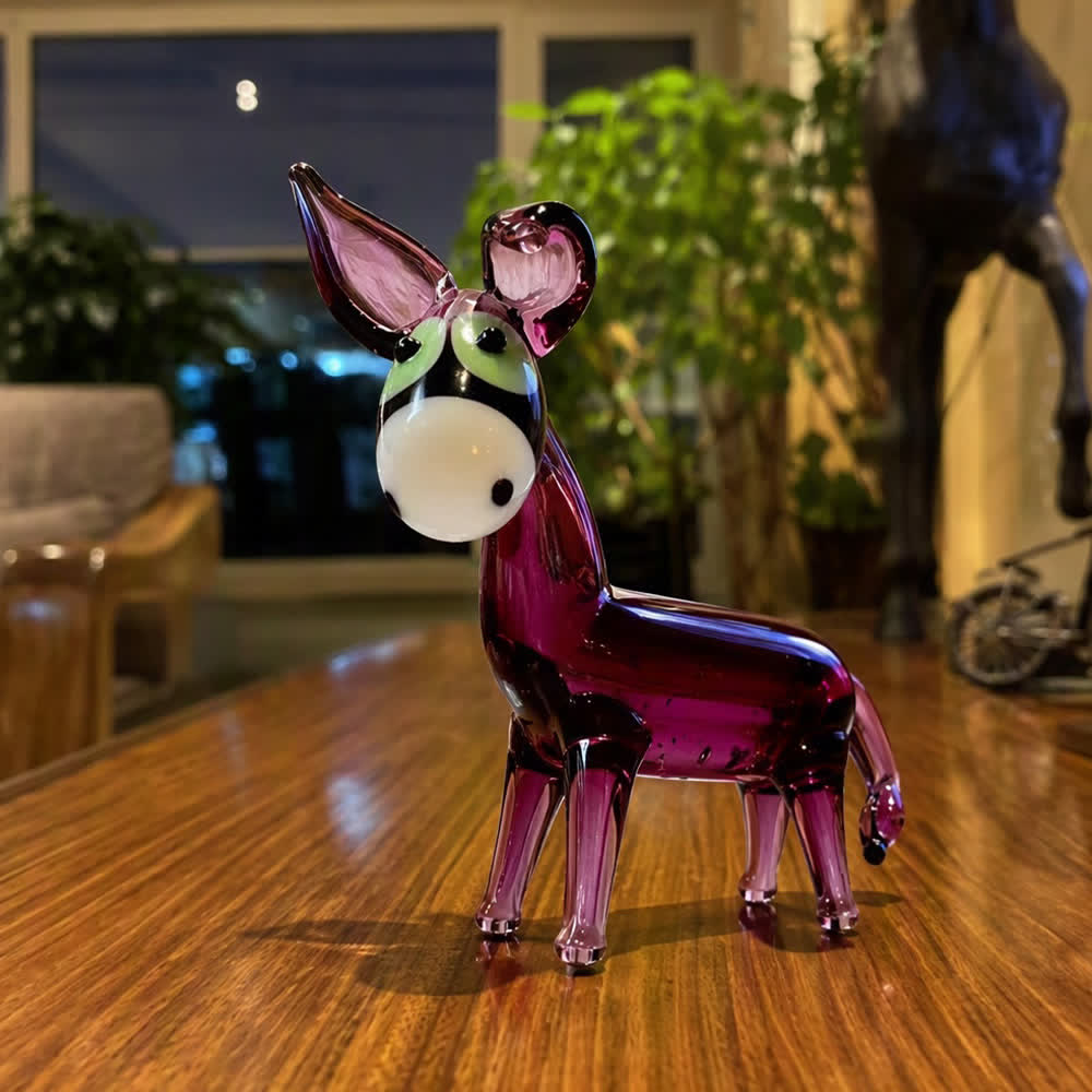 The Little Whimsical Purple Donkey - Handblown Glass Animal Figurine Collectible - image 1