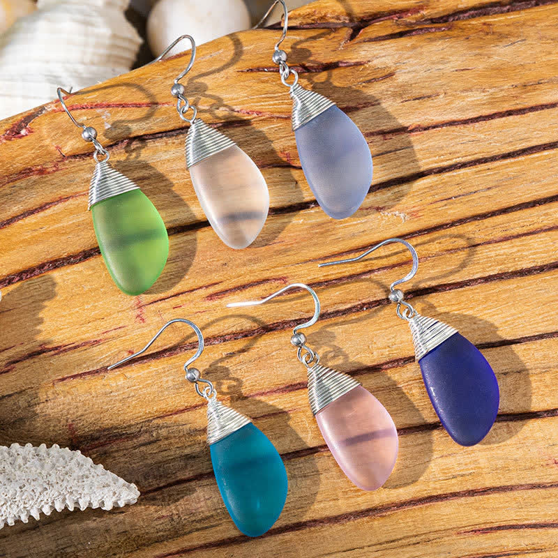 FREE Today: Ocean‑Recycled Sea Glass Teardrop Dangle Earrings - Help Clean Ocean Waste & Protect Marine Life - image 0