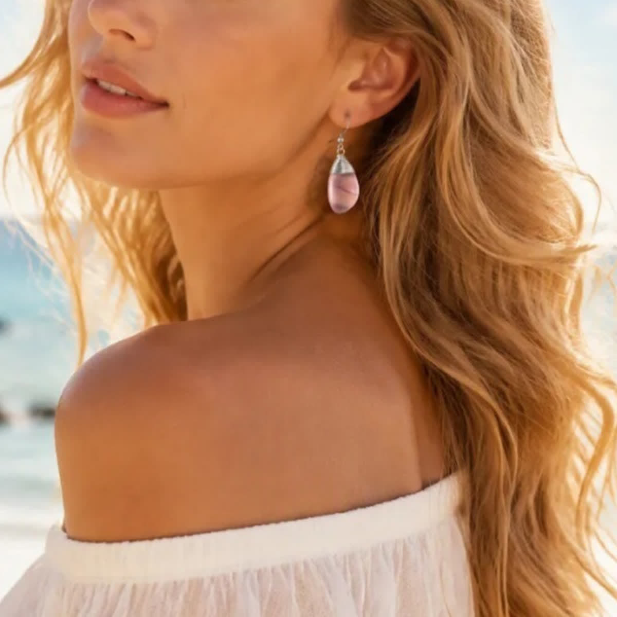 FREE Today: Ocean‑Recycled Sea Glass Teardrop Dangle Earrings - Help Clean Ocean Waste & Protect Marine Life - image 1