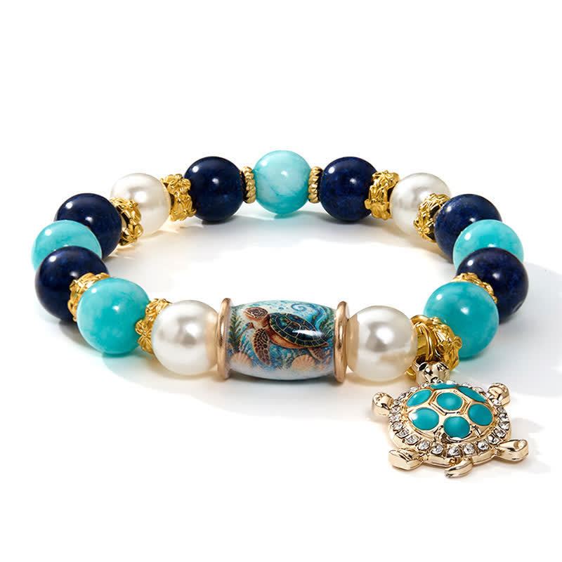 FREE Today: Save The Sea Turtles Bracelet - Ocean Blue Beaded Bracelet With Jeweled Sea Turtle Charm - image 9