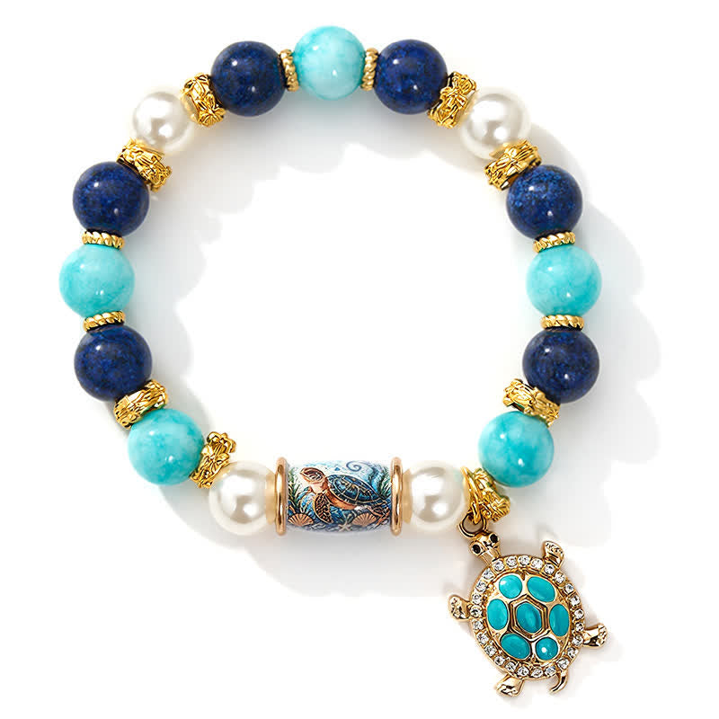 FREE Today: Save The Sea Turtles Bracelet - Ocean Blue Beaded Bracelet With Jeweled Sea Turtle Charm - image 8