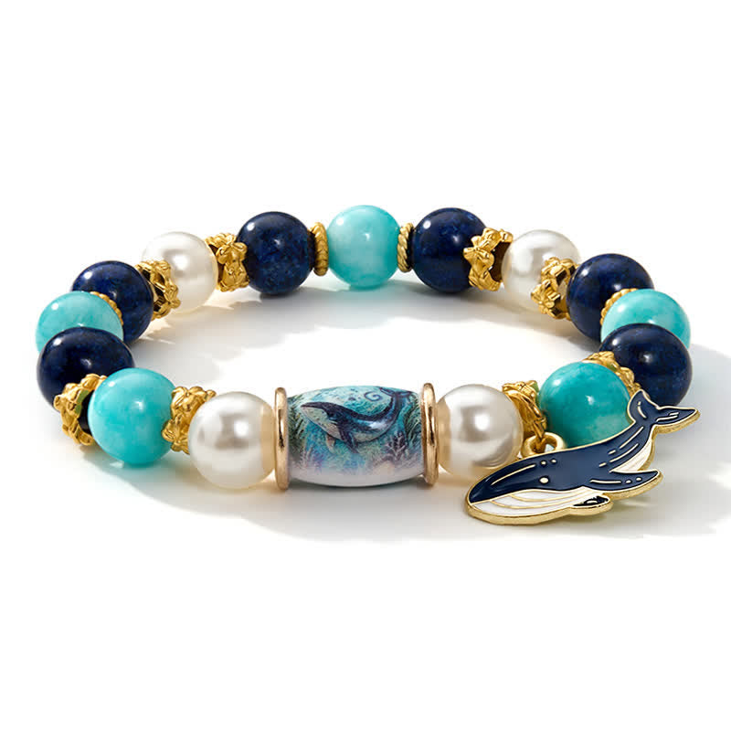 FREE Today: Save The Whales Ocean Themed Bracelet - Blue Beaded Elastic Bracelet With Whale Pendant - image 9