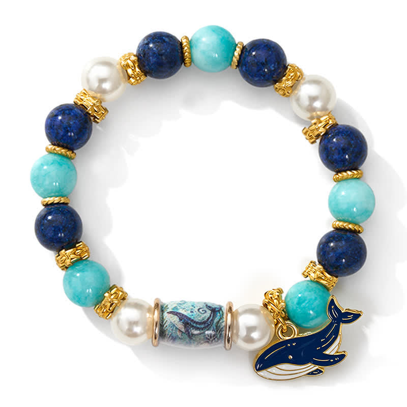 FREE Today: Save The Whales Ocean Themed Bracelet - Blue Beaded Elastic Bracelet With Whale Pendant - image 8