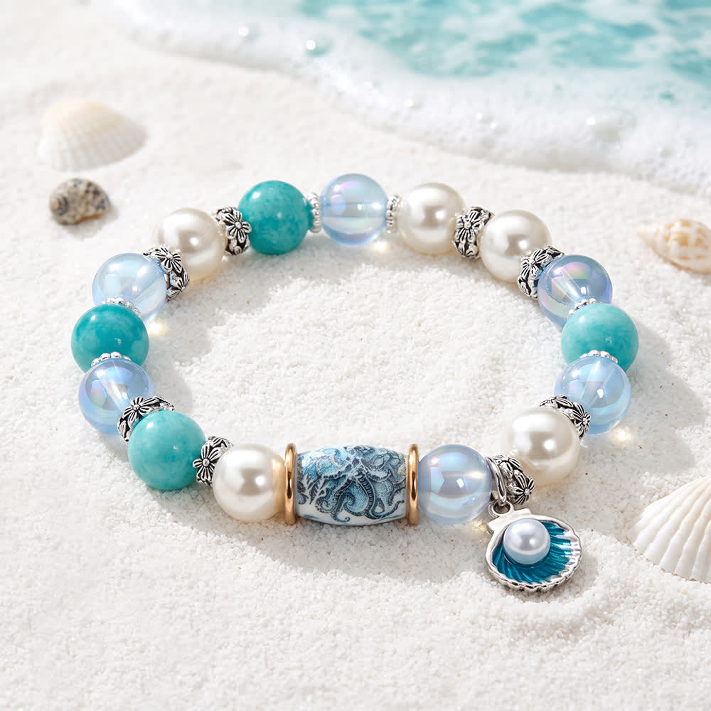 FREE Today: Pearl Shell Charm Octopus Barrel Beaded Bracelet - Ocean Themed Jewelry for Marine Conservation - image 5