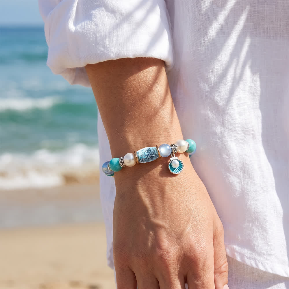 FREE Today: Pearl Shell Charm Octopus Barrel Beaded Bracelet - Ocean Themed Jewelry for Marine Conservation - image 4