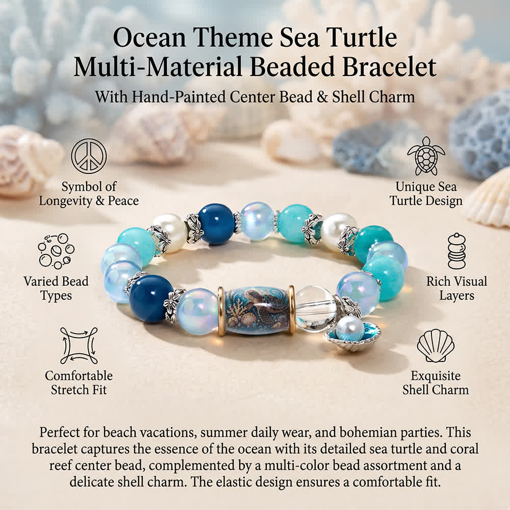 FREE Today: Mermaid Turtle Beaded Bracelet With Pearl Shell - Ocean Themed Protect The Turtles Jewelry - image 7