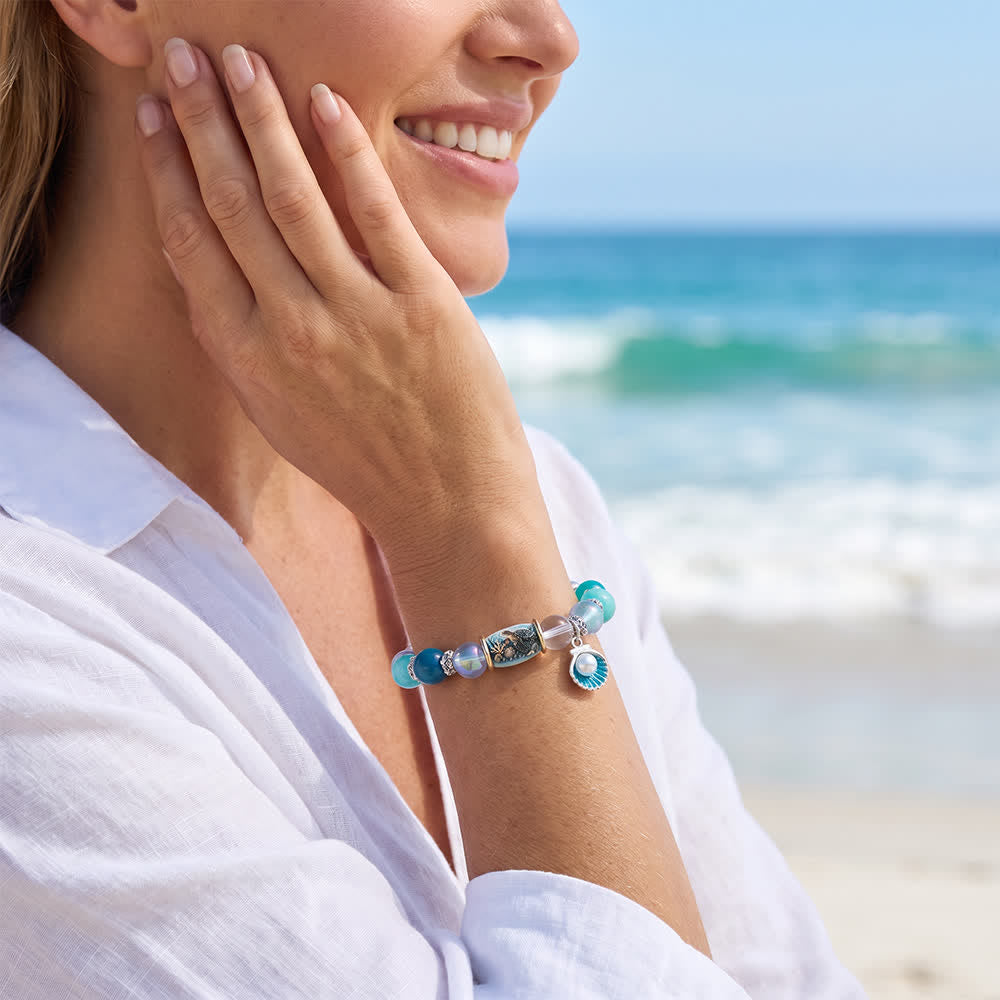 FREE Today: Mermaid Turtle Beaded Bracelet With Pearl Shell - Ocean Themed Protect The Turtles Jewelry - image 4