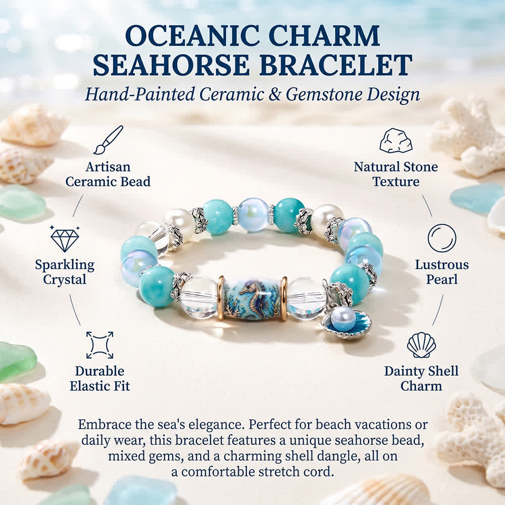 FREE Today: Ocean Themed Protect Seahorses Bracelet - Seahorse Beaded Bracelet With Shell Charm - image 7