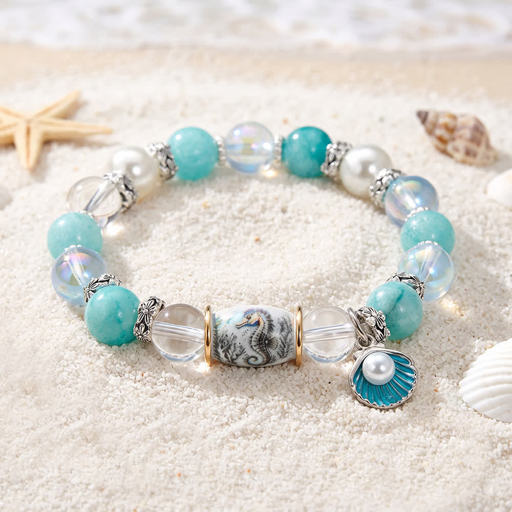 FREE Today: Ocean Themed Protect Seahorses Bracelet - Seahorse Beaded Bracelet With Shell Charm - image 5