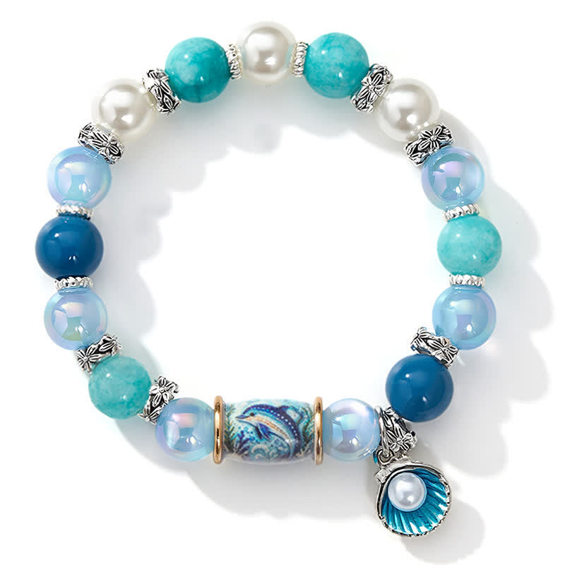 FREE Today: Protect Dolphins Awareness Bracelet - Dolphin Beaded Bracelet With Pearl Shell Charm - image 9