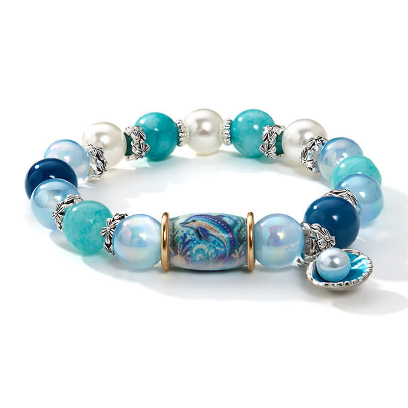FREE Today: Protect Dolphins Awareness Bracelet - Dolphin Beaded Bracelet With Pearl Shell Charm - image 8