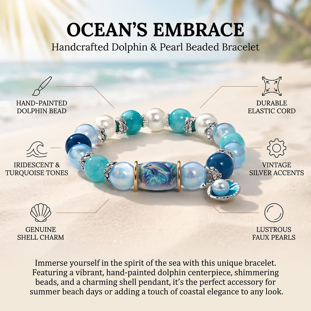 FREE Today: Protect Dolphins Awareness Bracelet - Dolphin Beaded Bracelet With Pearl Shell Charm - image 7