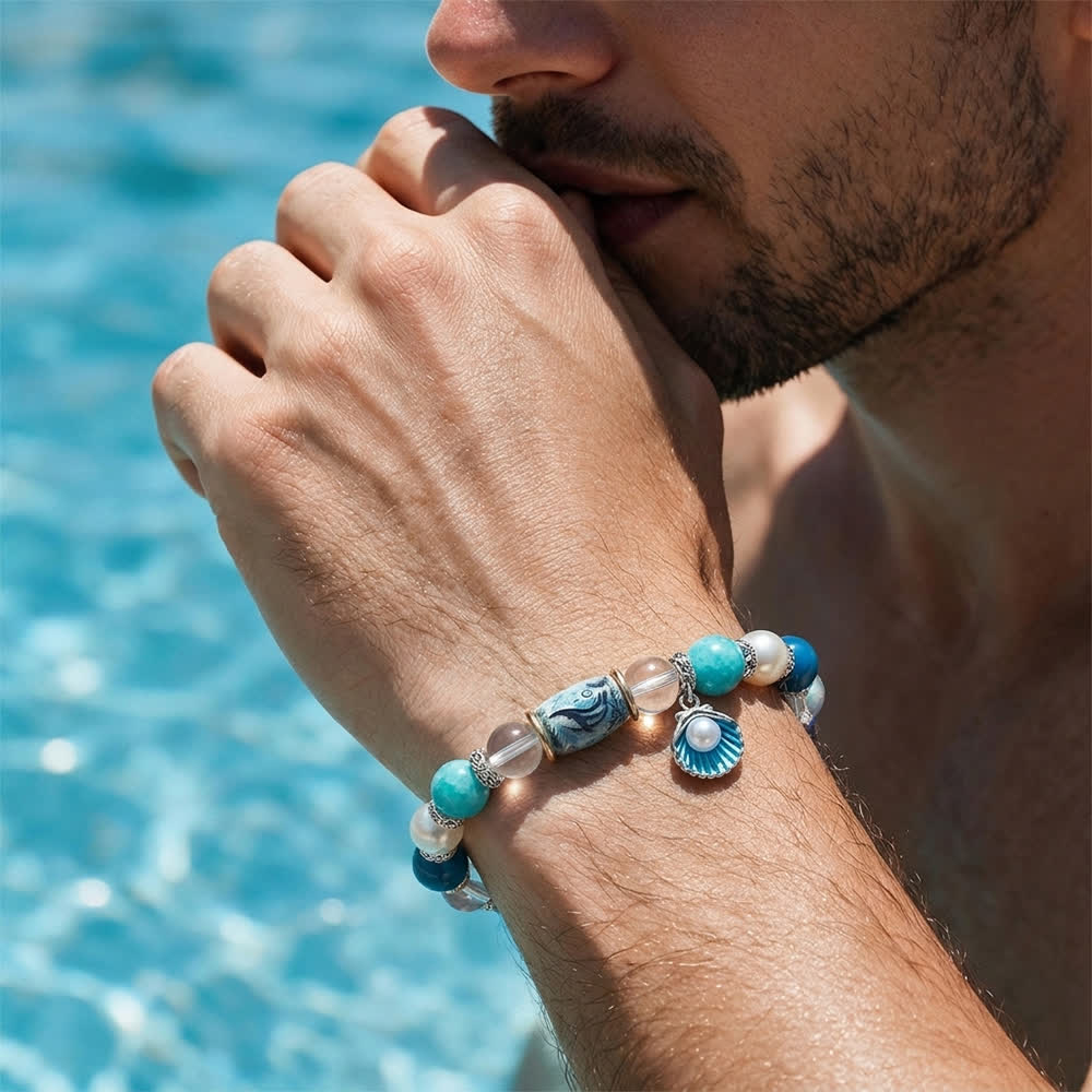 FREE Today: Ocean Guardian Whale Bracelet - Boho Beaded Bracelet With Pearl Shell Charm - image 1