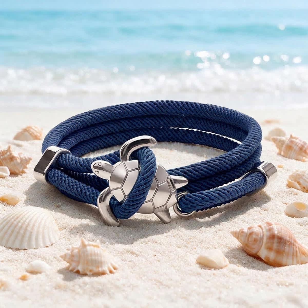 FREE Today:  Save The Sea Turtles Bracelet - Braided Rope Wrap Bracelet With Turtle Charm - Navy - image 8