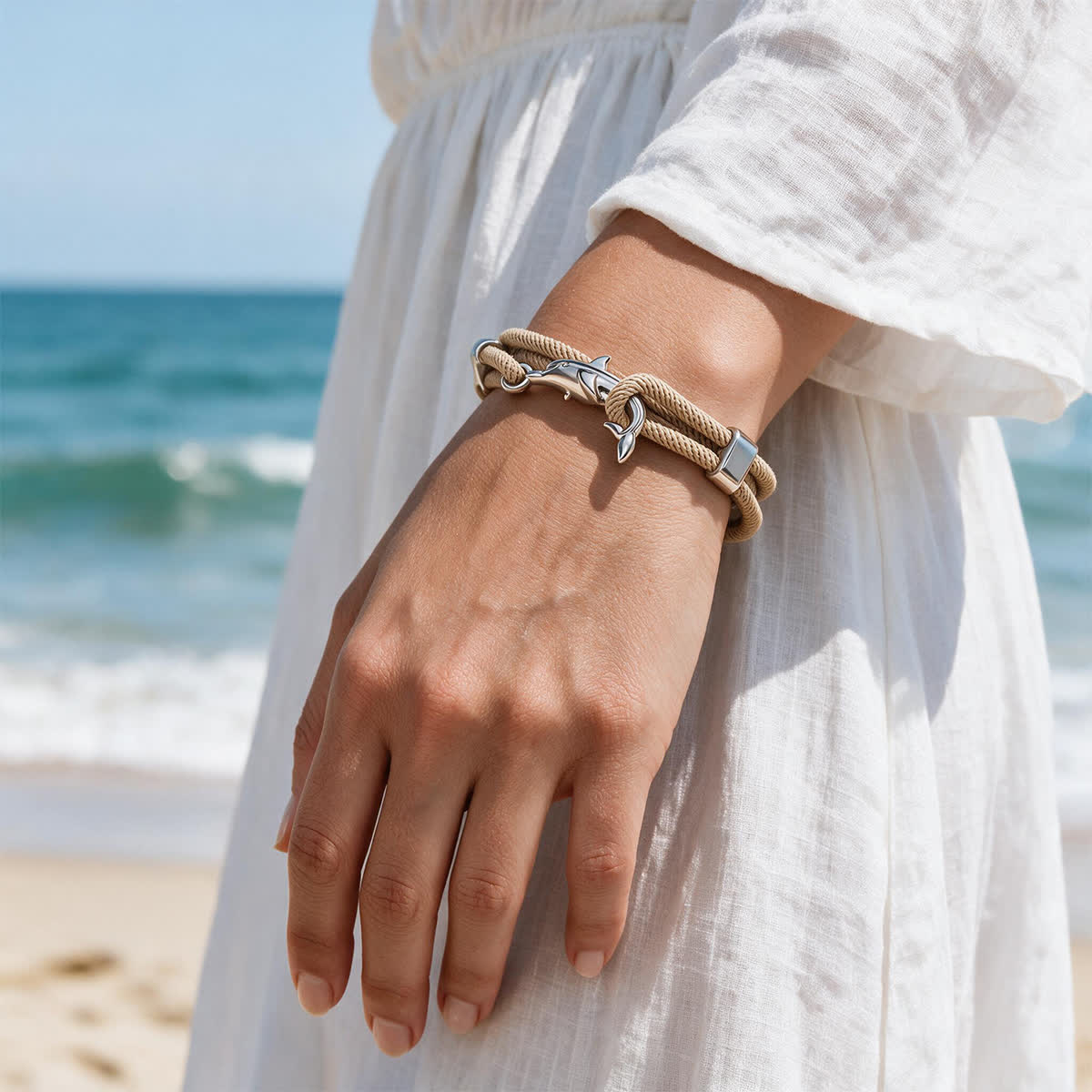 FREE Today: The Shark Guardian Bracelet - Minimalist Woven Rope Bracelet With Shark Hook Clasp - image 1