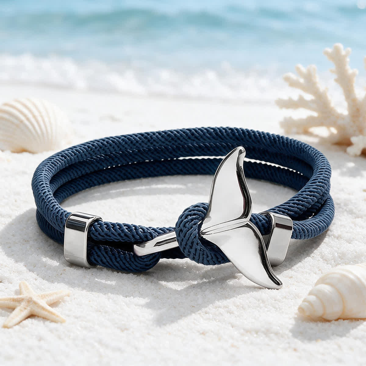 FREE Today: Ocean Guardians Whale's Tail Charm Bracelet - Braided Rope Bracelet For Ocean Lovers - Navy - image 0
