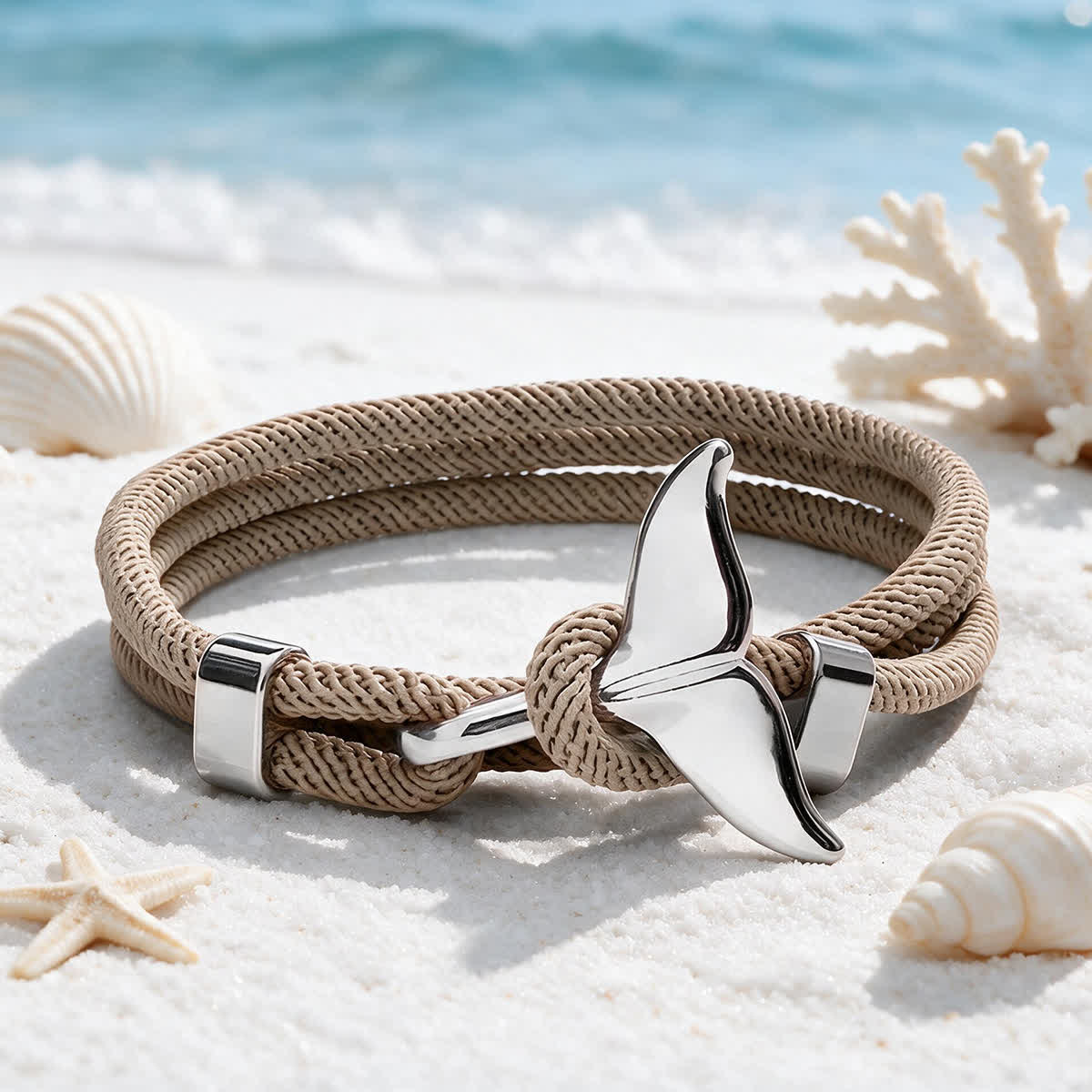 FREE Today: Ocean Guardians Whale's Tail Charm Bracelet - Braided Rope Bracelet For Ocean Lovers - Khaki - image 7