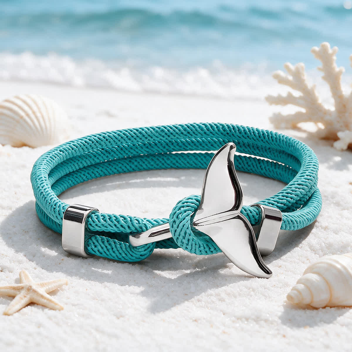 FREE Today: Ocean Guardians Whale's Tail Charm Bracelet - Braided Rope Bracelet For Ocean Lovers - SkyBlue - image 8