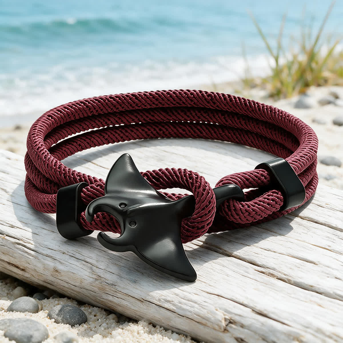 FREE Today: The Midnight Manta Rays Bracelet - Braided Rope Bracelet To Protect Marine Life - Wine - image 0