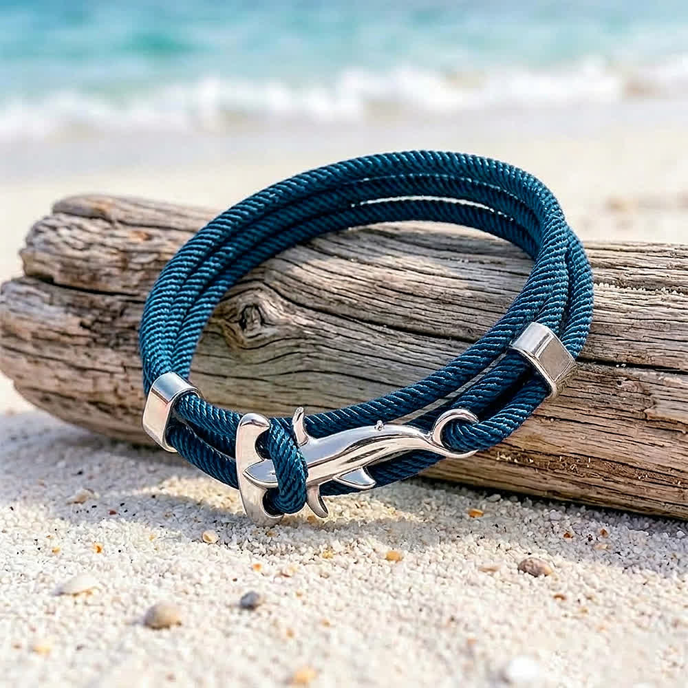 FREE Today: Nautical Shark Clasp Rope Wrap Bracelet - Protect Sharks Save The Ocean Awareness Jewelry - Teal - image 0